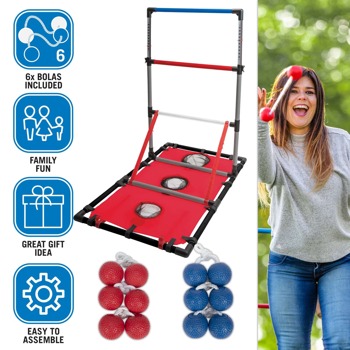 2-In-1 Ladder & Bean Bag Toss Game for up-to 2 Teams