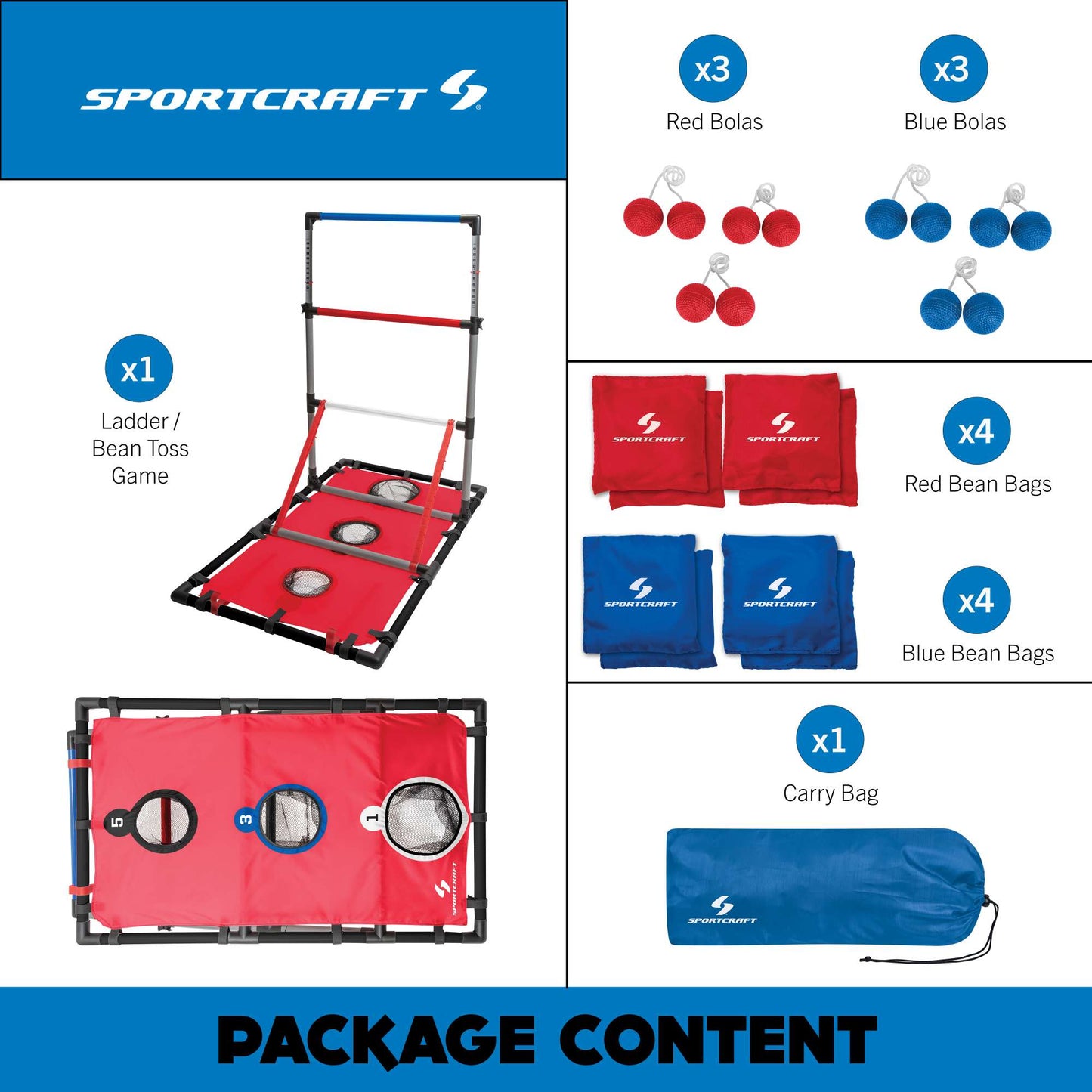 2-In-1 Ladder & Bean Bag Toss Game for up-to 2 Teams