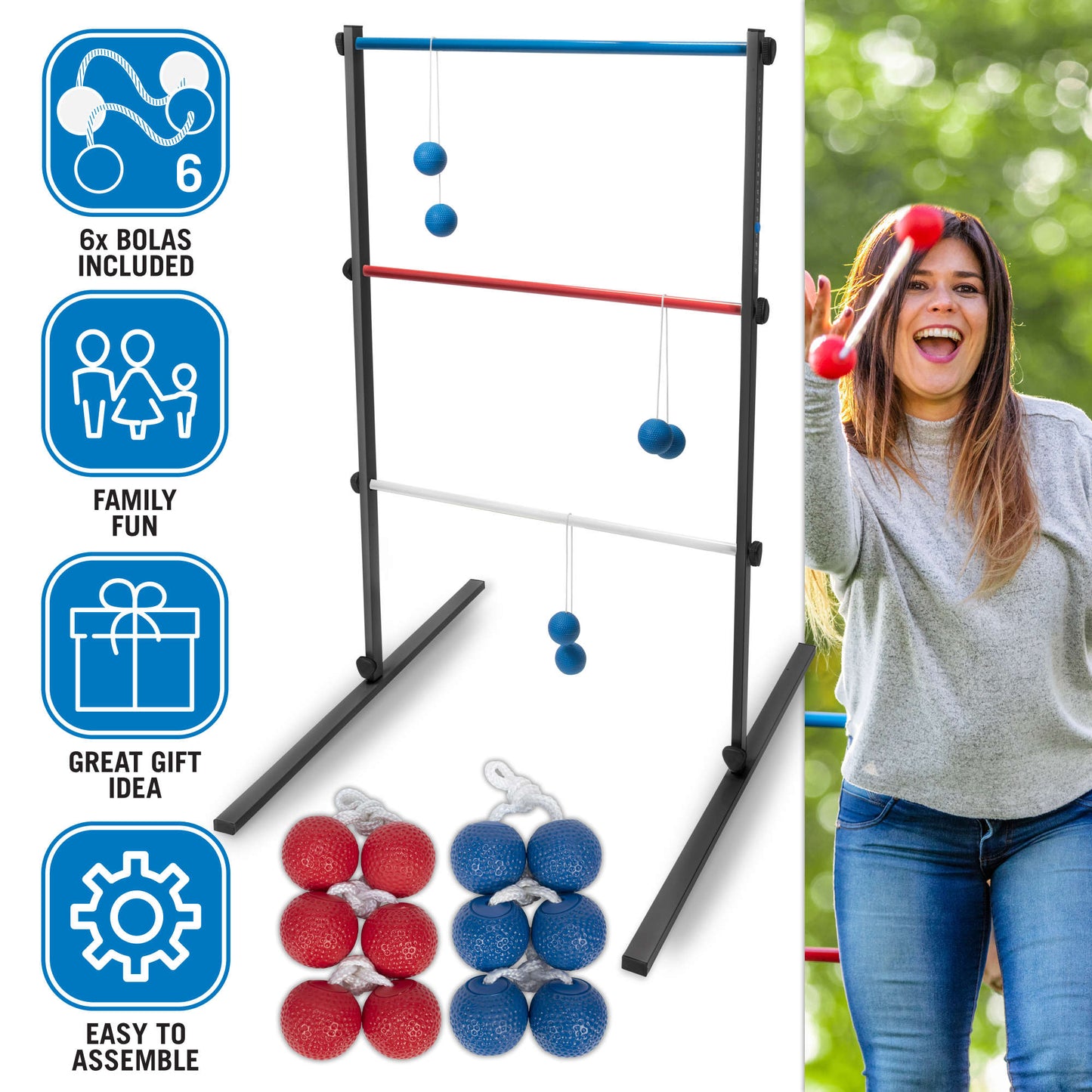 Steel Ladder Toss with 6 Bolas for up-to 2 Teams