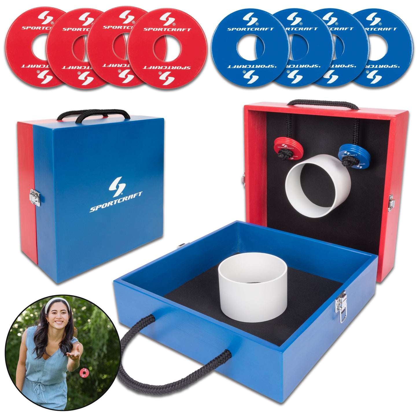 Sportcraft Wooden Washer Toss Game - Main product image showing complete set