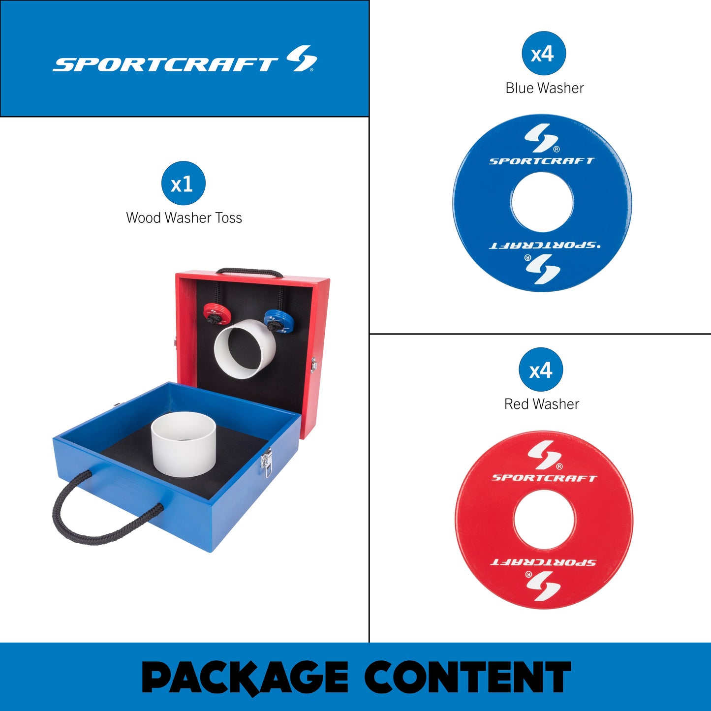Portable Washer Toss Game with 8 Weighted Steel Washers for up-to 2 Teams