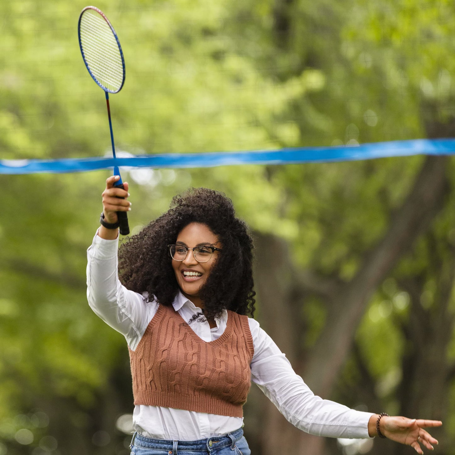 Sportcraft Badminton Volley Ball Set - Lifestyle Image - Women playing Badminton in a park