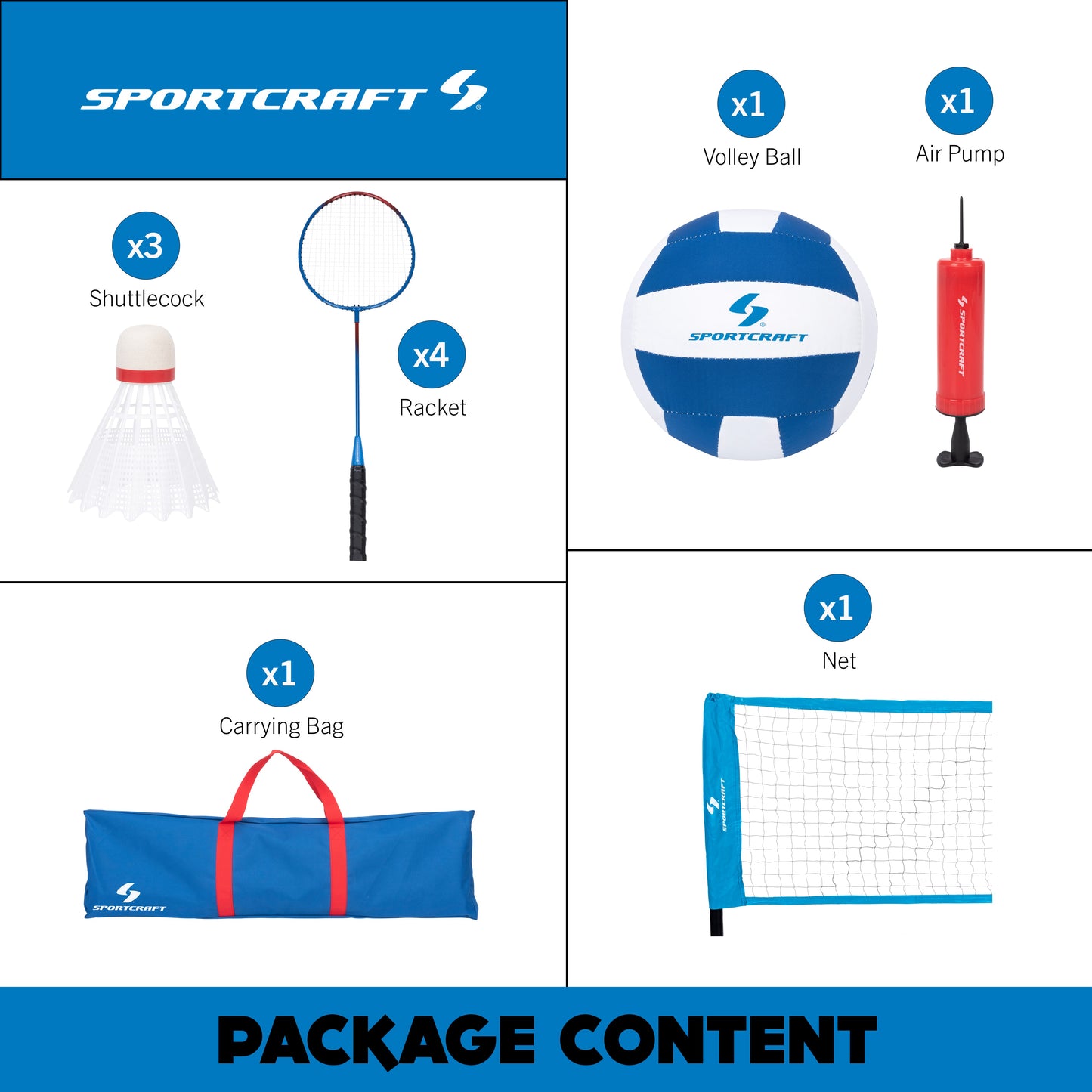 Classic Badminton & Volleyball Set for up-to 2 Teams