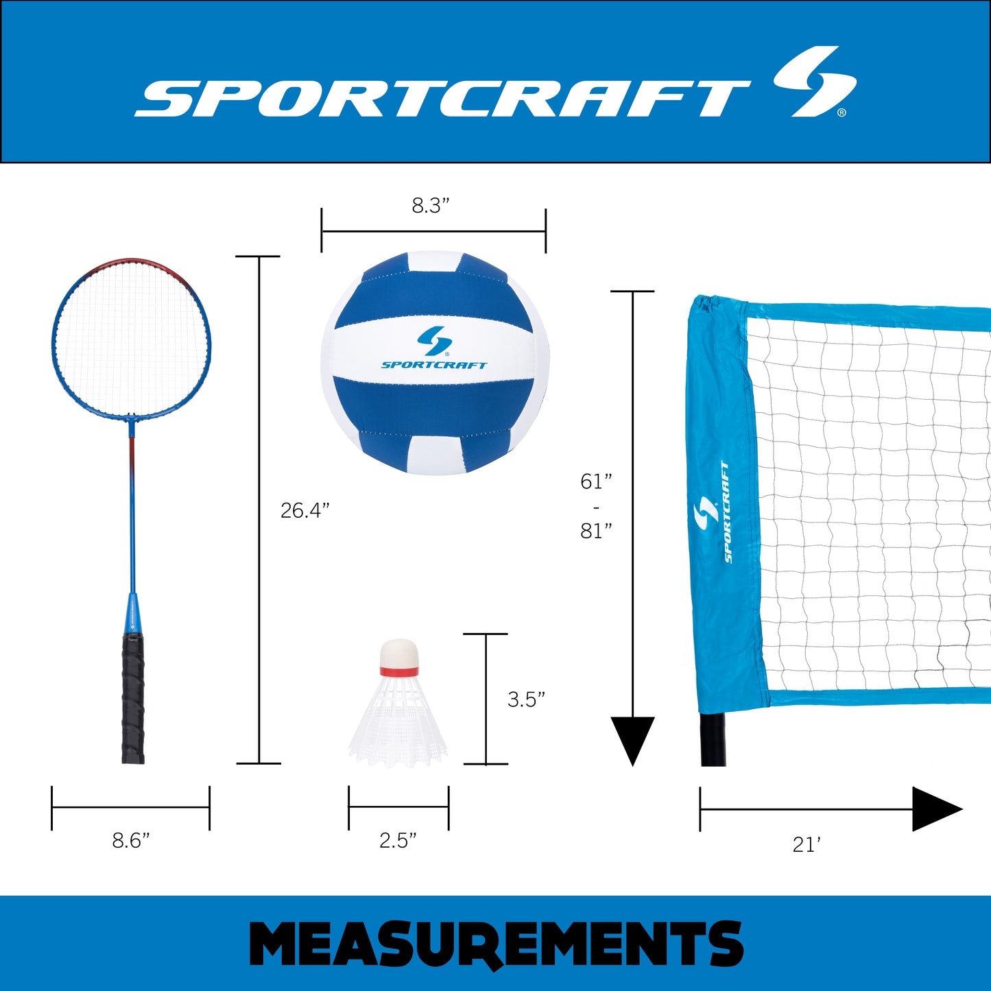 Classic Badminton & Volleyball Set for up-to 2 Teams