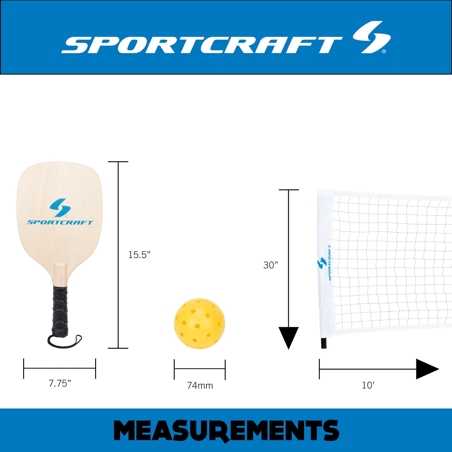 Pickleball 2-Player Set with Quick Setup Net for up-to 2 Players