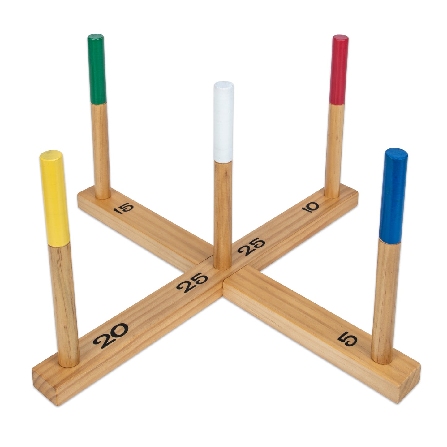 Wooden Ring Toss with 5 Colour Hemp Rings for up-to 5 Players