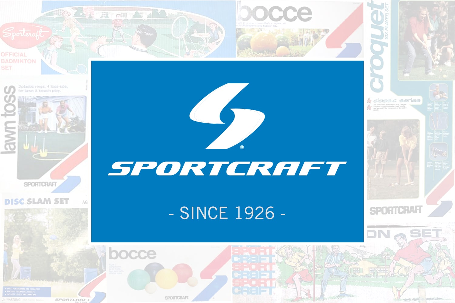 Sportcraft logo - Since 1926.  Image showing some vintage Sportcraft packaging