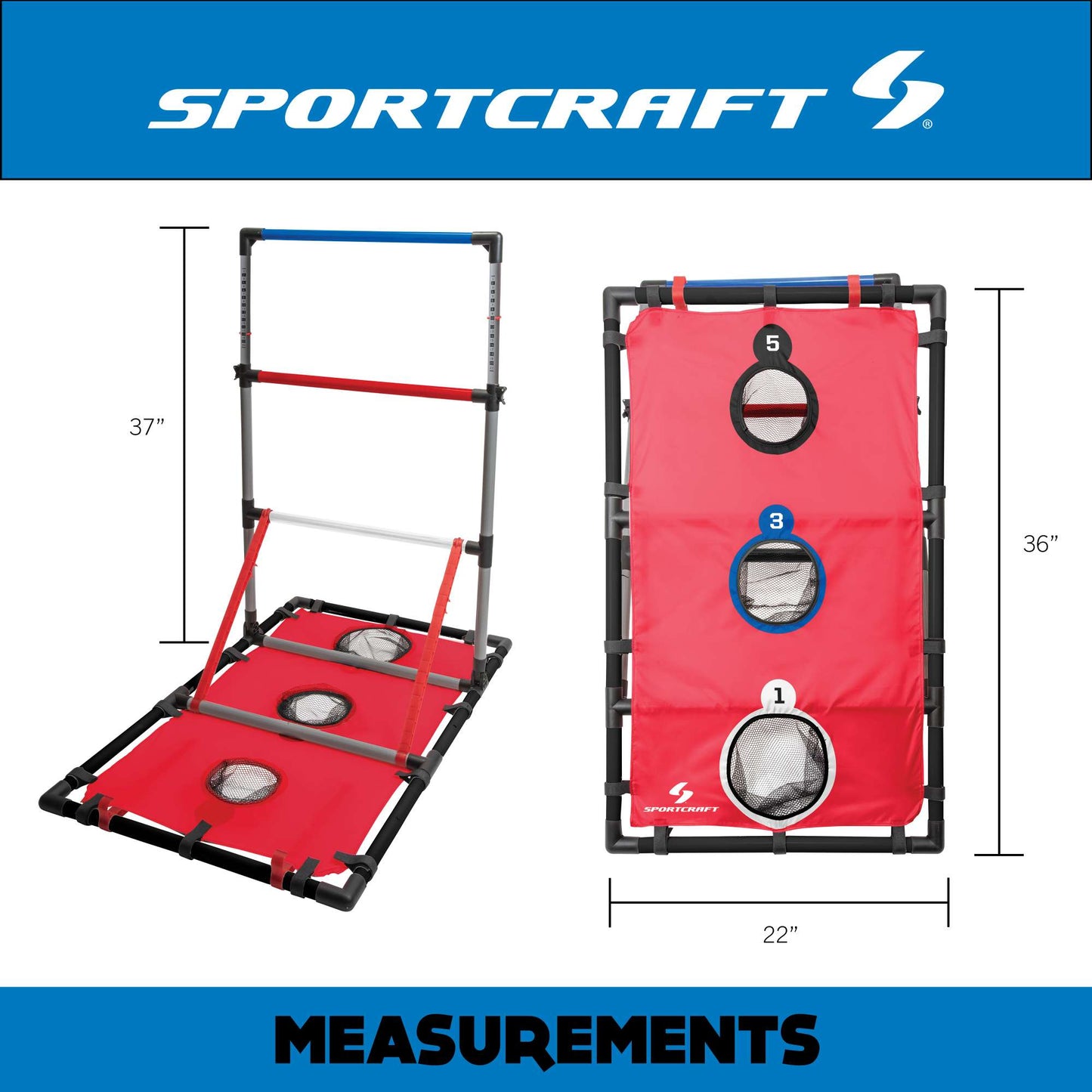 2-In-1 Ladder & Bean Bag Toss Game for up-to 2 Teams