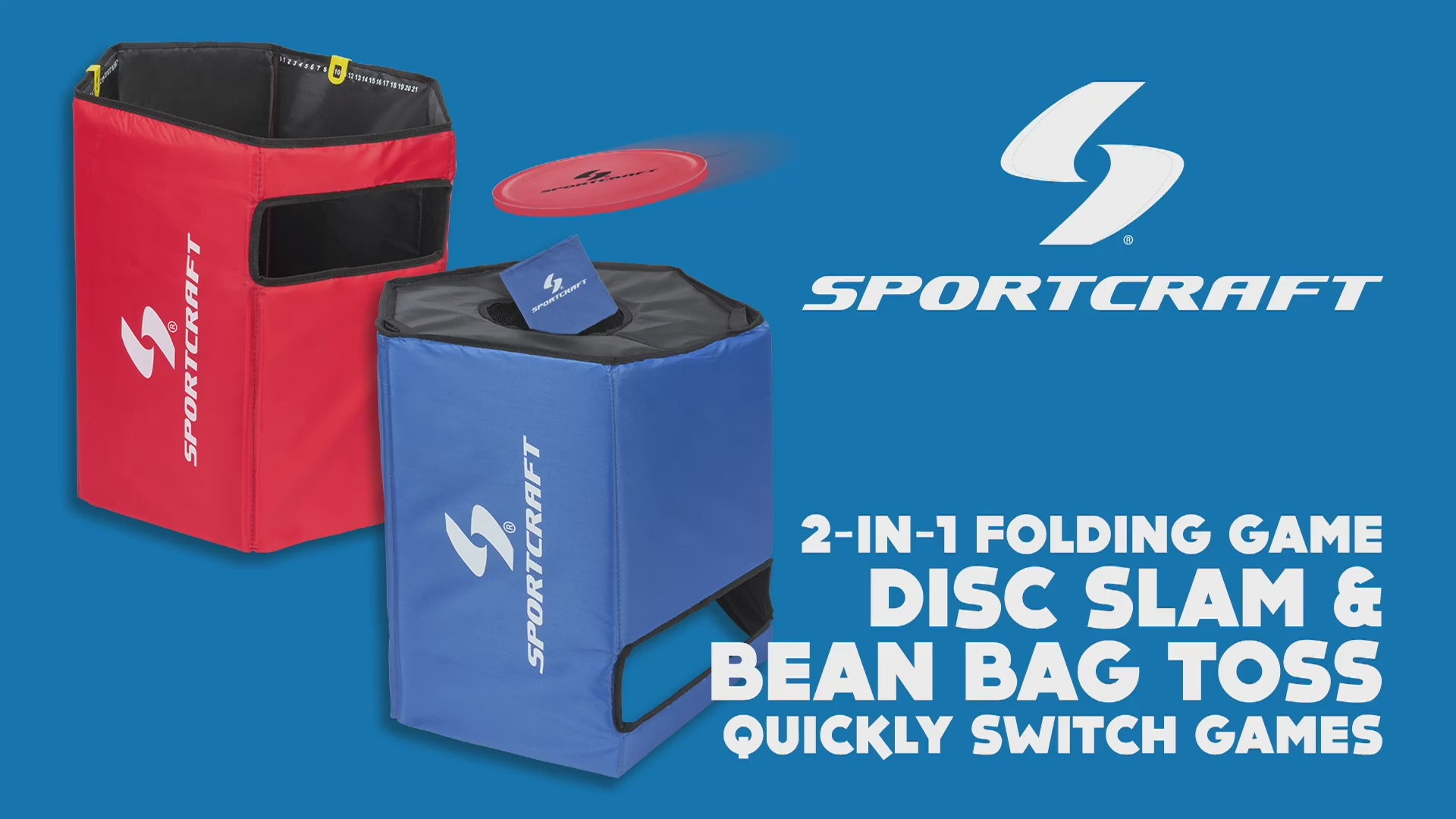 Sportcraft 2-In-1 Folding Disc Slam And Bean Bag Toss Game - Video showing product