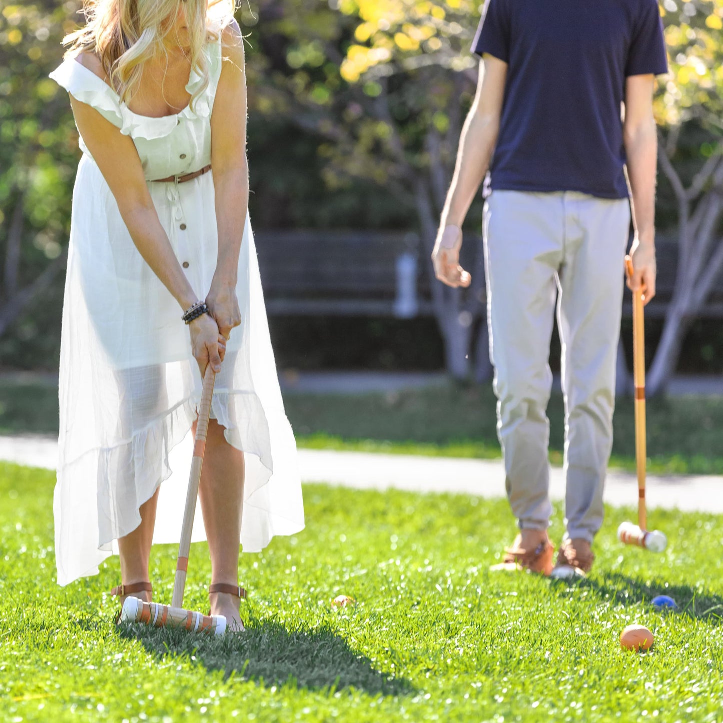 Sportcraft Croquet Set Lifestyle Image, Family playing together in a park
