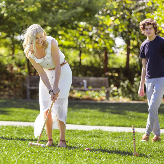 Sportcraft Croquet Set Lifestyle Image, Family playing together in a park